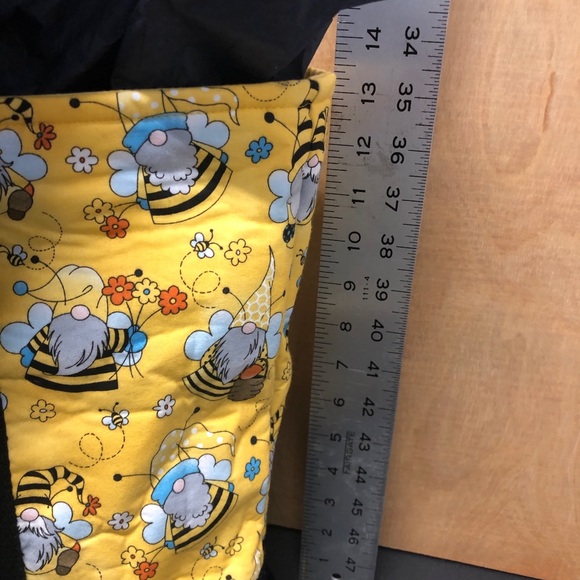 Gnome Canvas Tote Bag Large Bumblebee Yellow Black Handmade - Picture 6 of 7